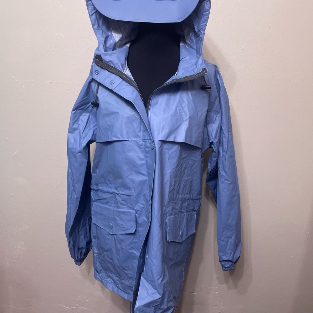 L.L. Bean Vintage Hooded Blue Rain Jacket